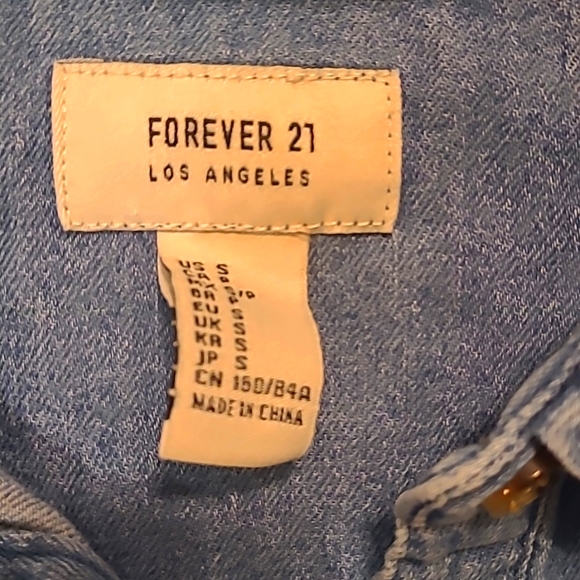 Forever 21 Denim Button-Down Long-Sleeve Top Size Small - Picture 5 of 9